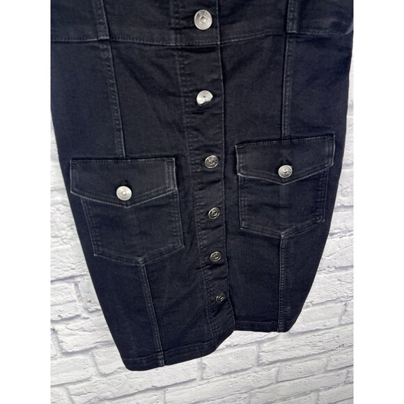 H&M DIVIDED Women's Black Denim Button Front Overall Dress Small - Picture 2 of 4